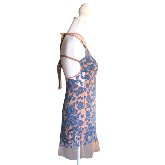 FOR LOVE & LEMONS Luau Halter Mini Dress Blue Periwinkle Size XS - Picture 7 of 11